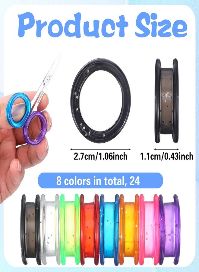 Eldraqth 24 Pcs Silicone Scissors Finger Rings Soft Silicone Scissors for Pet Grooming Scissor Accessories for Animal Hair Cutting Thumb Inserts Finger Protector Ring for Professional Barber - Image 2